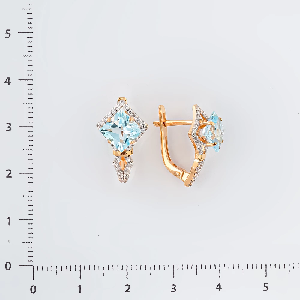 Серьги с топазом из красного золота 585 пробы