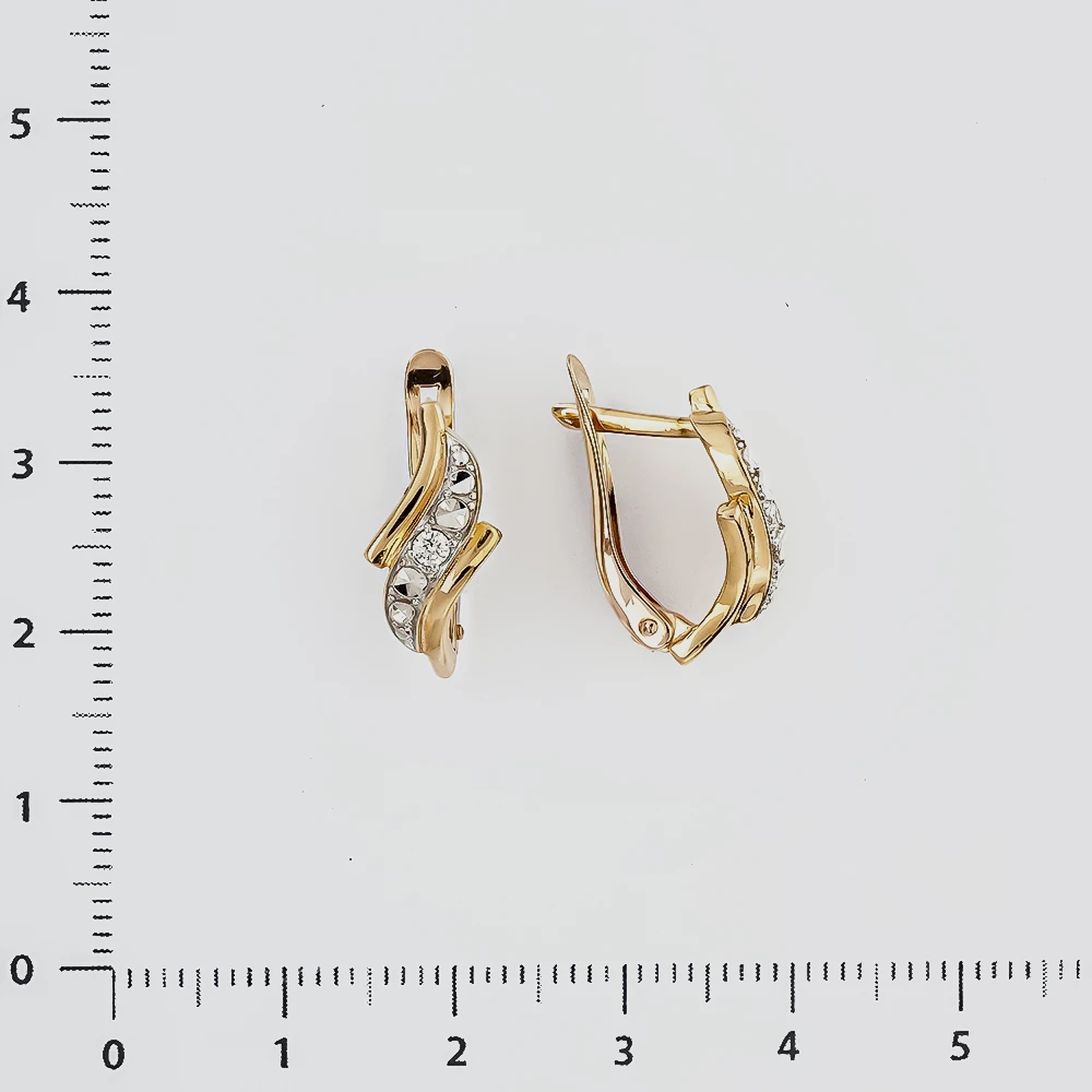 Серьги с бриллиантом из красного золота 585 пробы