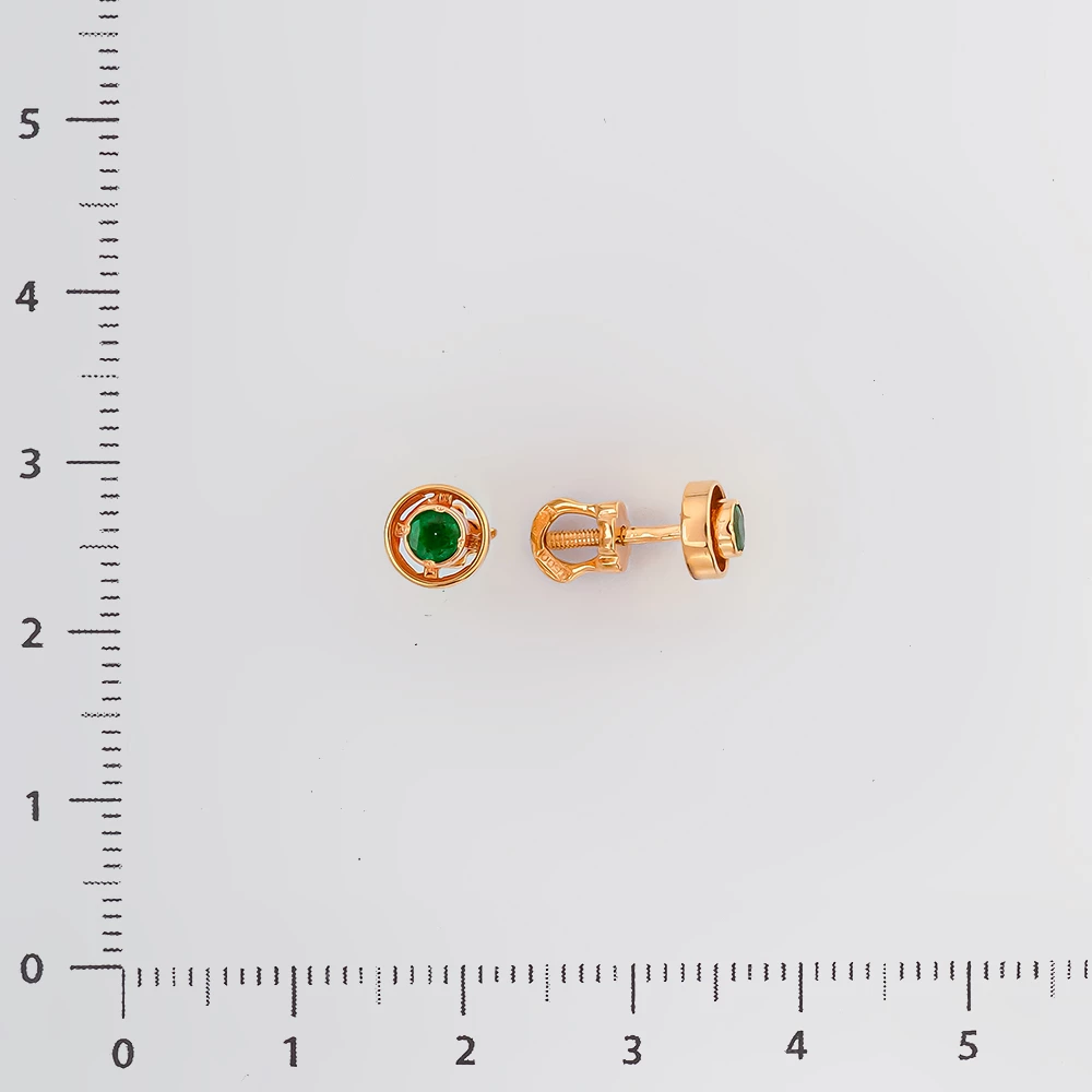 Серьги с изумрудом из красного золота 585 пробы 2