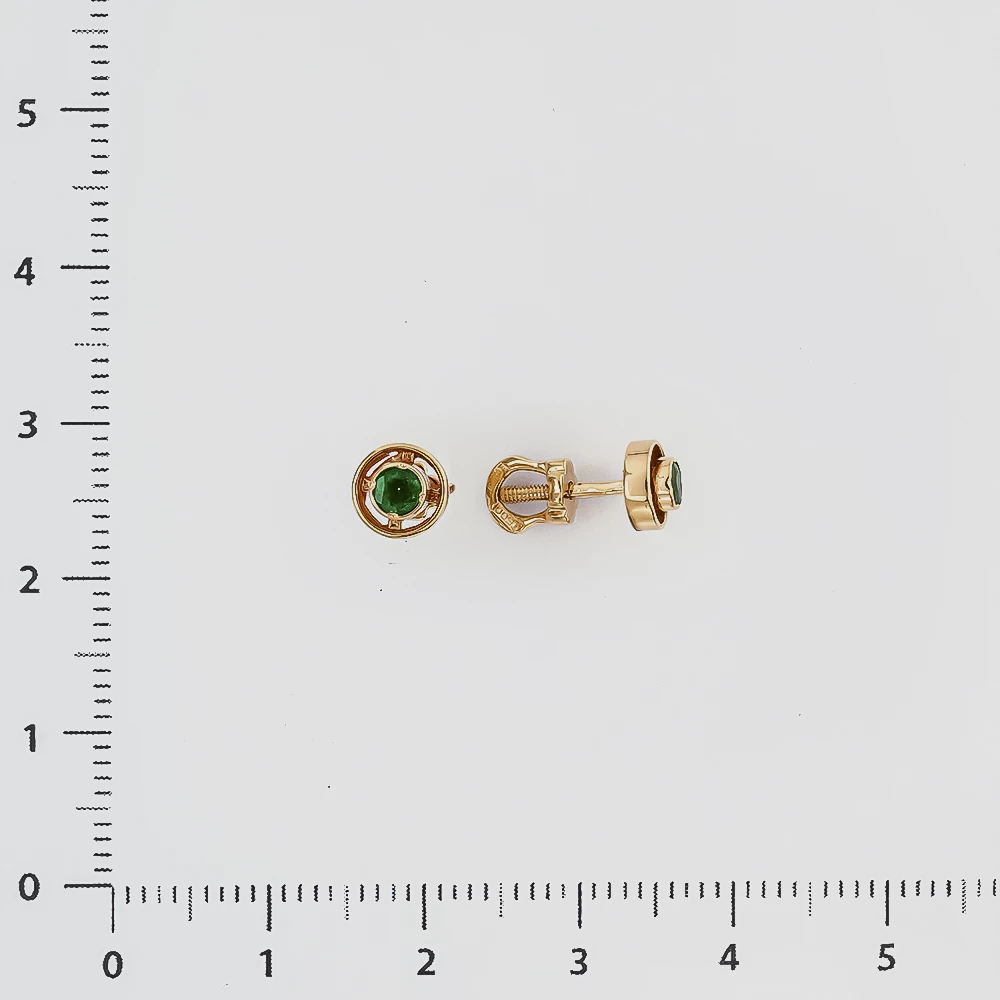 Серьги с изумрудом из красного золота 585 пробы