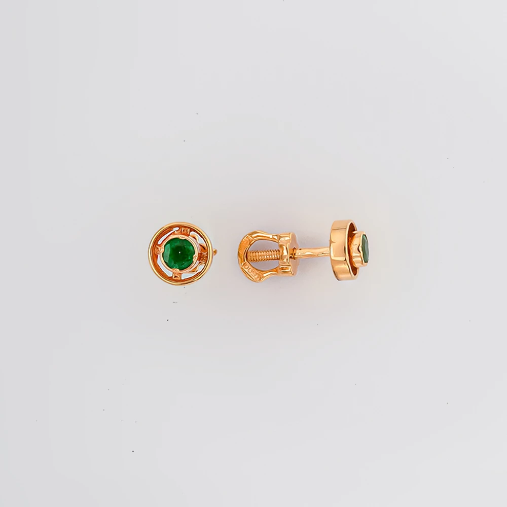 Серьги с изумрудом из красного золота 585 пробы 1