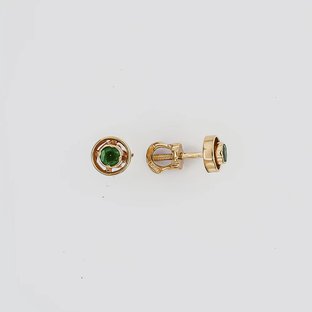 Серьги с изумрудом из красного золота 585 пробы