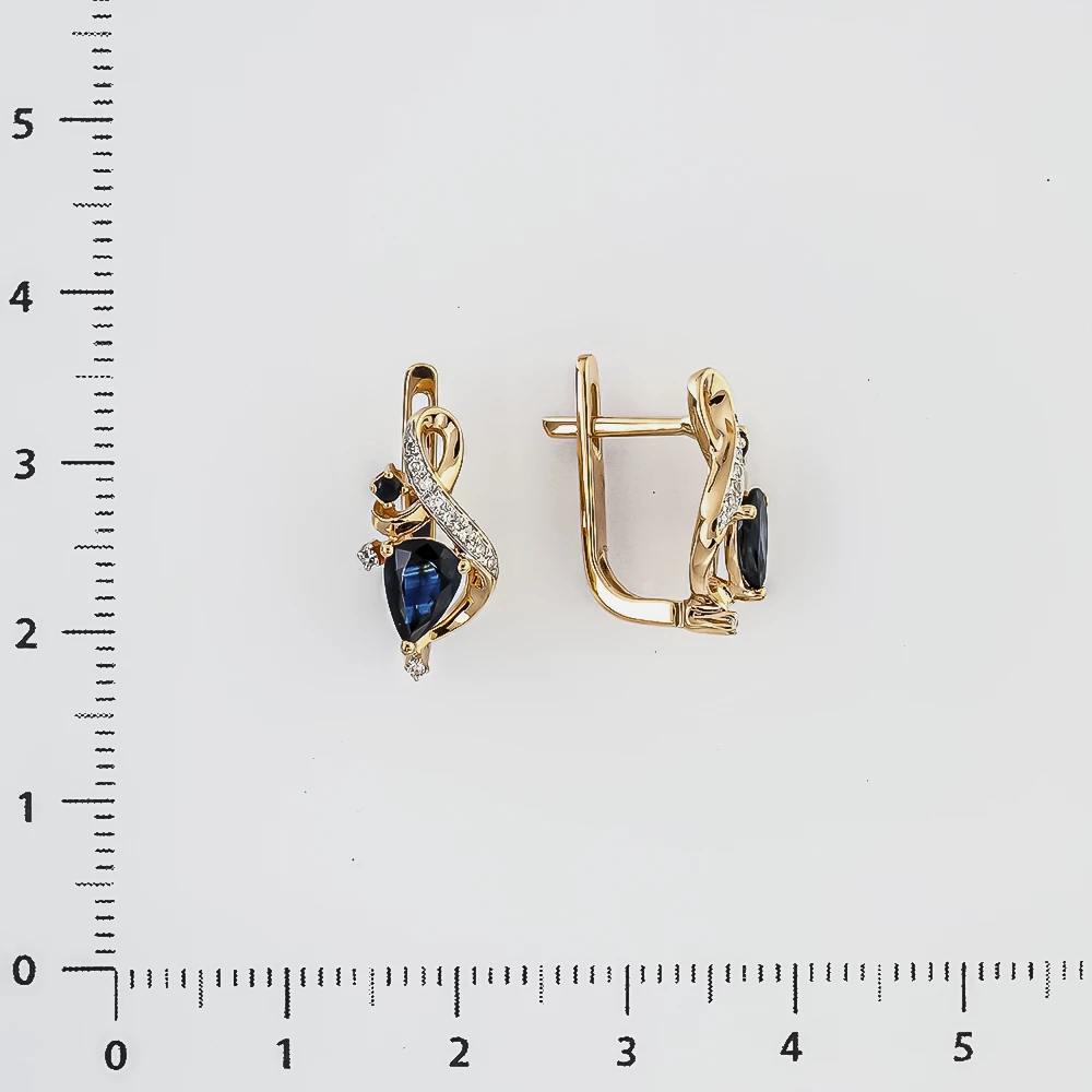 Серьги с сапфиром из красного золота 585 пробы