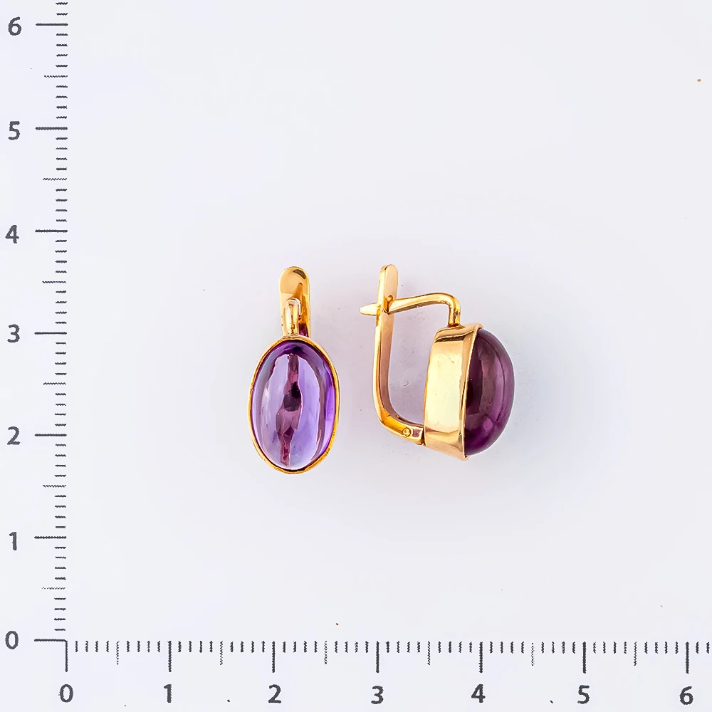 Серьги с фианитом из красного золота 583 пробы