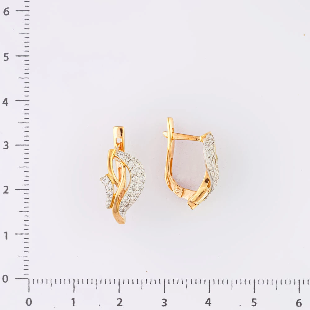 Серьги с фианитом из красного золота 585 пробы