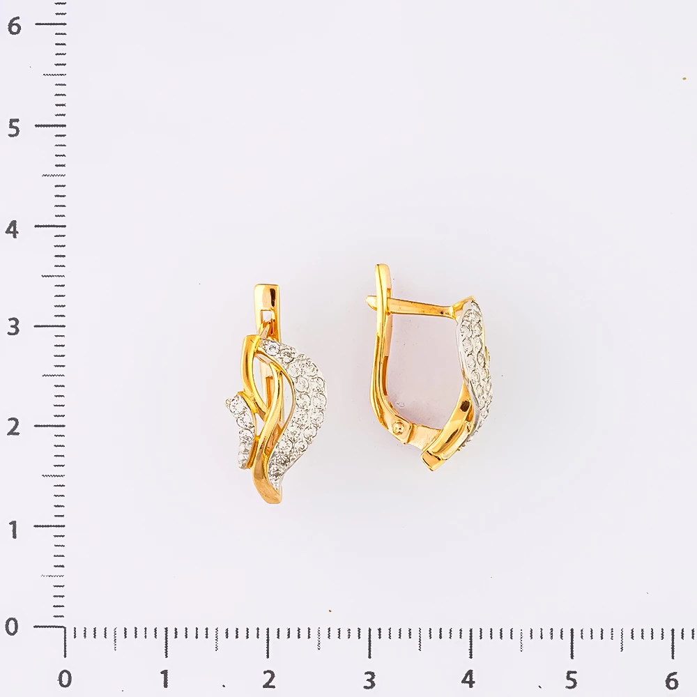 Серьги с фианитом из красного золота 585 пробы