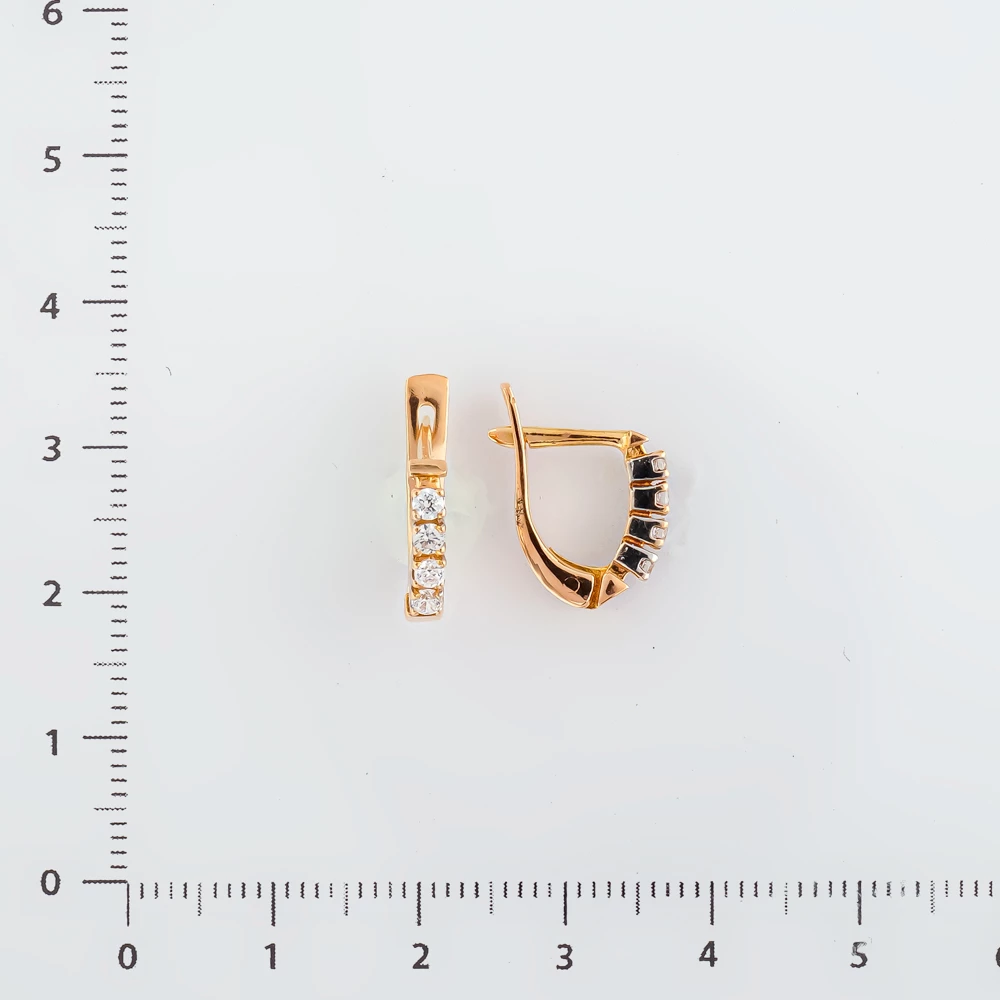 Серьги с фианитом из красного золота 585 пробы