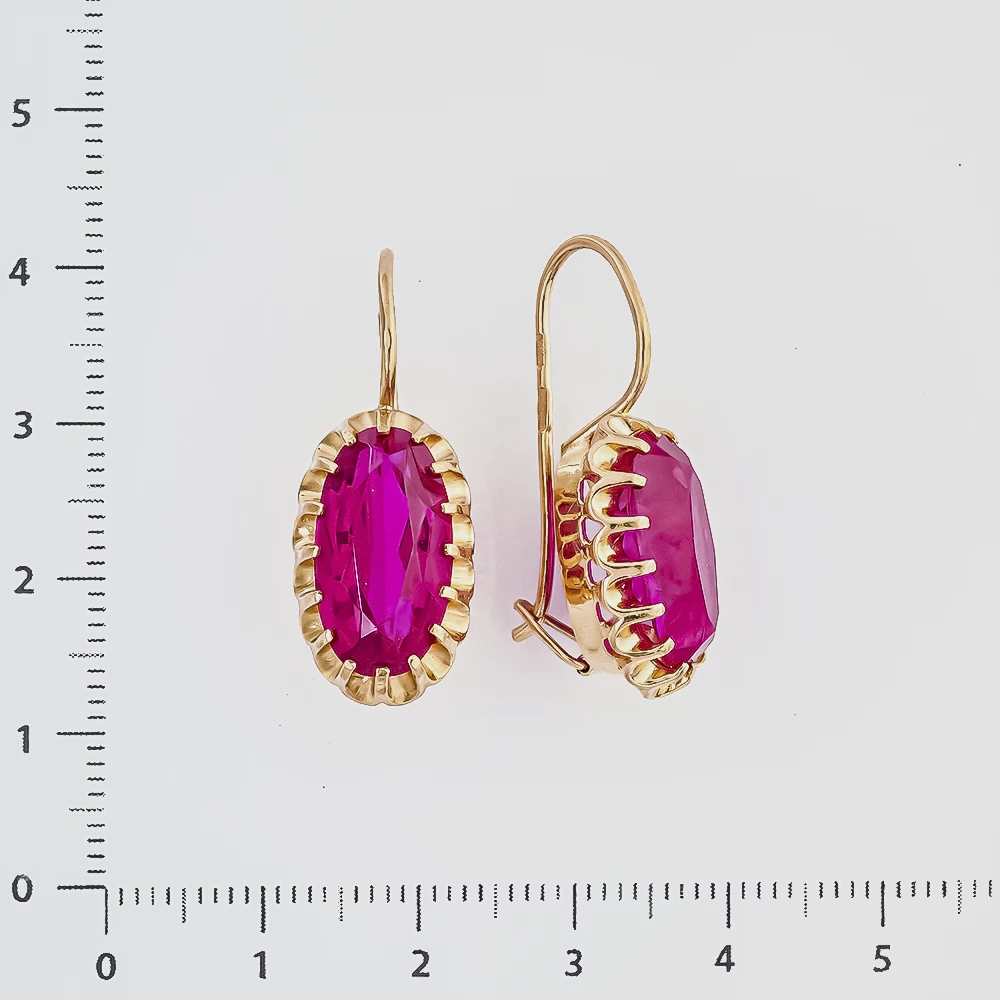 Серьги с фианитом из красного золота 583 пробы