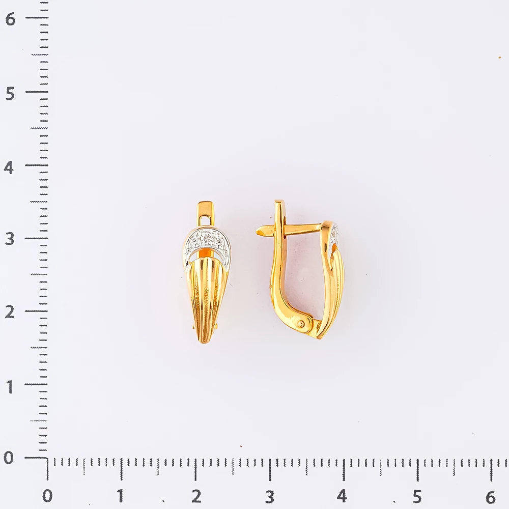 Серьги с фианитом из красного золота 585 пробы