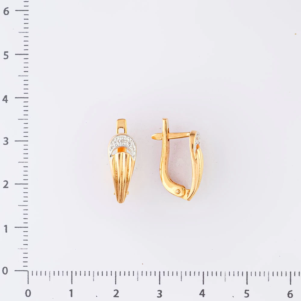 Серьги с фианитом из красного золота 585 пробы