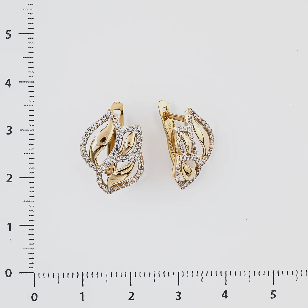 Серьги с фианитом из красного золота 585 пробы