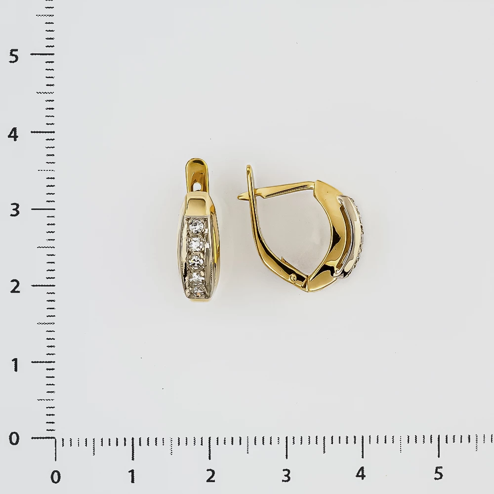 Серьги с бриллиантом из желтого золота 750 пробы