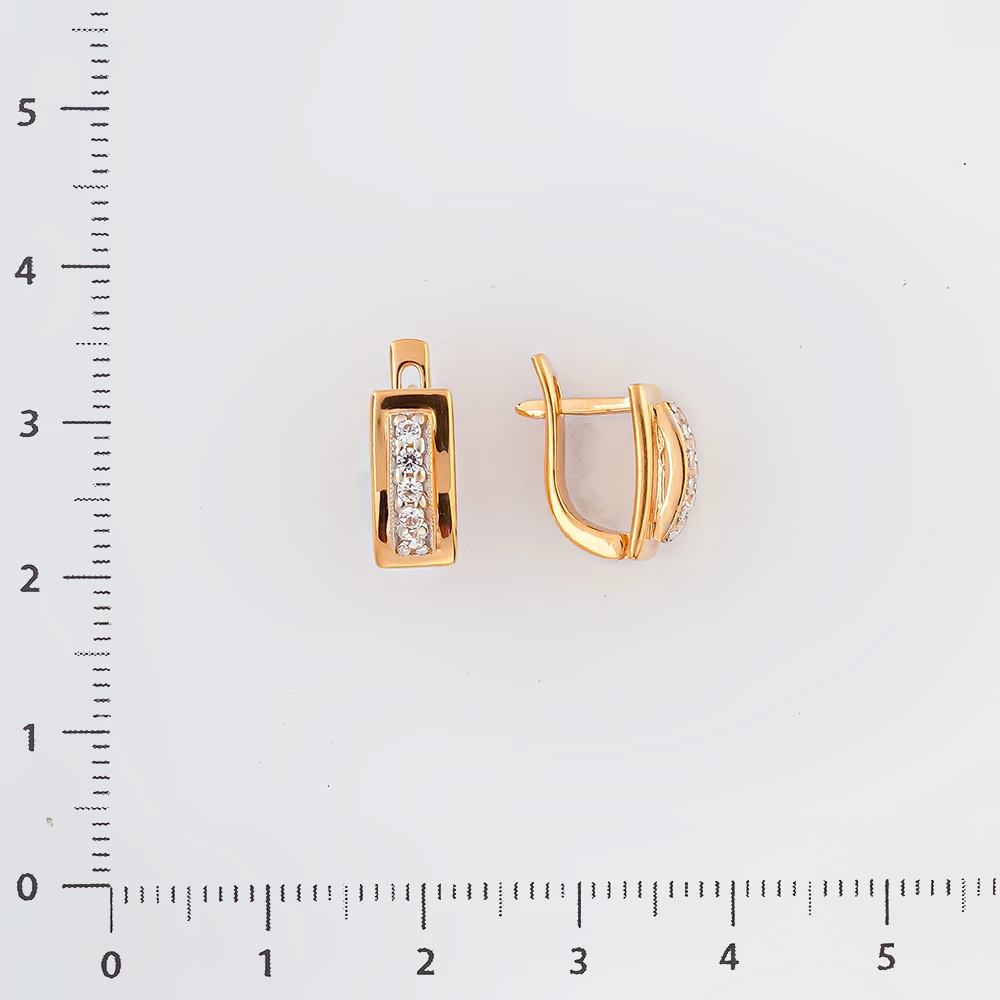 Серьги с фианитом из красного золота 585 пробы