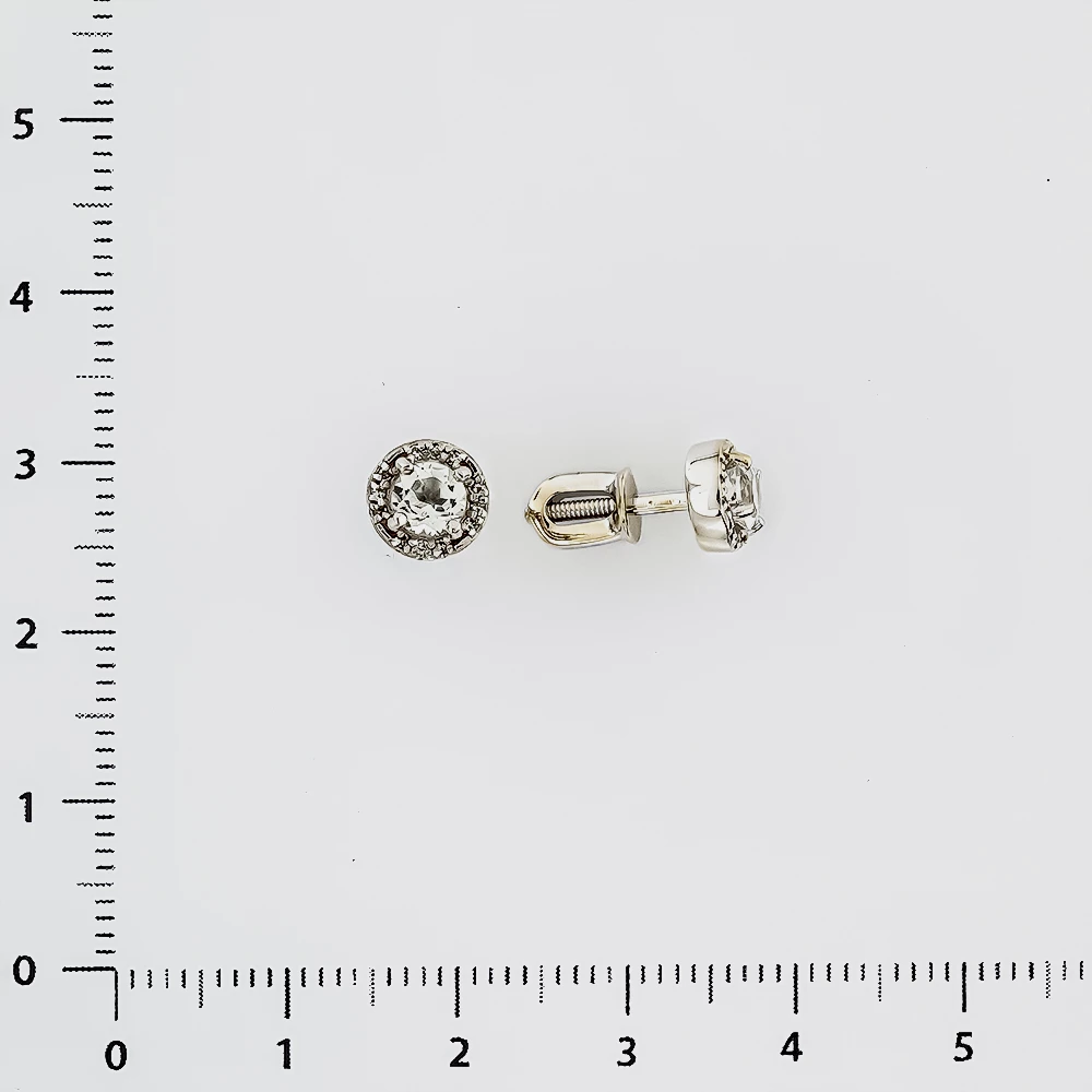 Серьги с топазом из белого золота 585 пробы