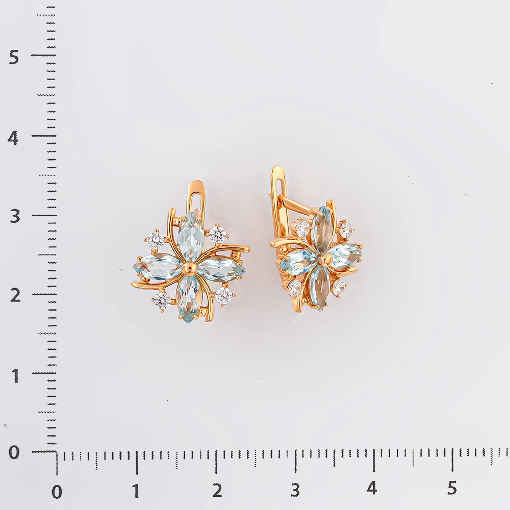 Серьги с топазом из красного золота 585 пробы