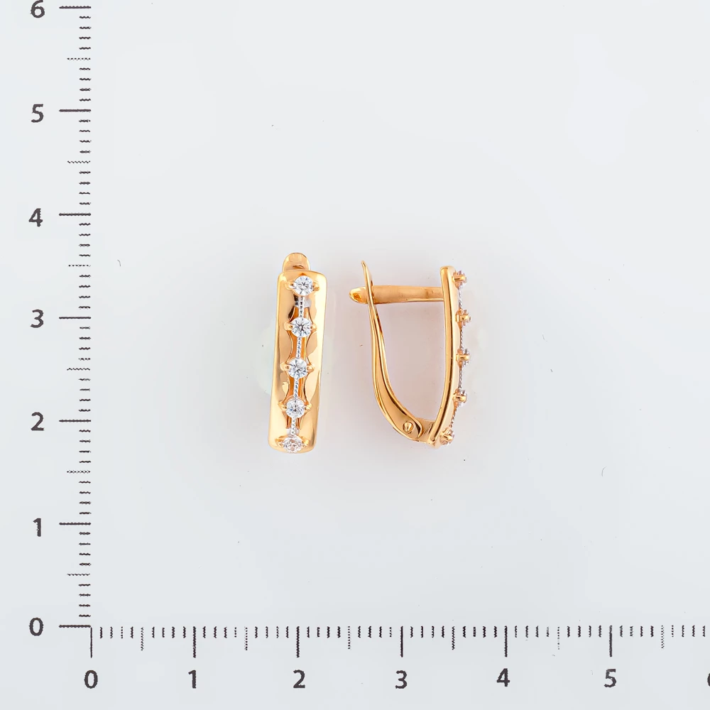 Серьги с фианитом из красного золота 585 пробы