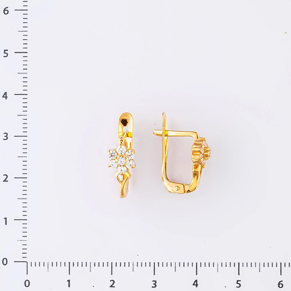 Серьги с фианитом из красного золота 585 пробы
