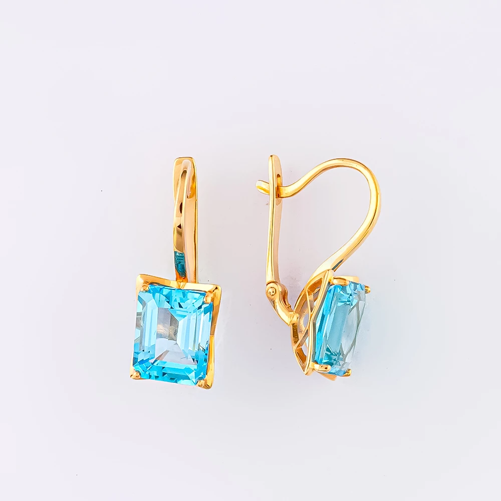 Серьги с ситаллом из красного золота 585 пробы