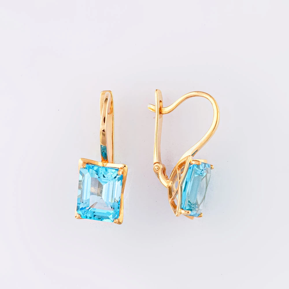 Серьги с ситаллом из красного золота 585 пробы