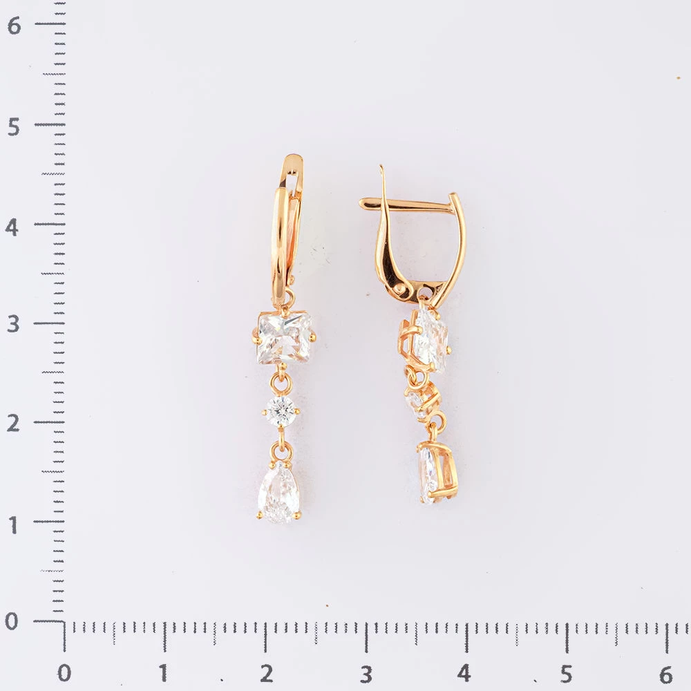 Серьги с фианитом из красного золота 585 пробы