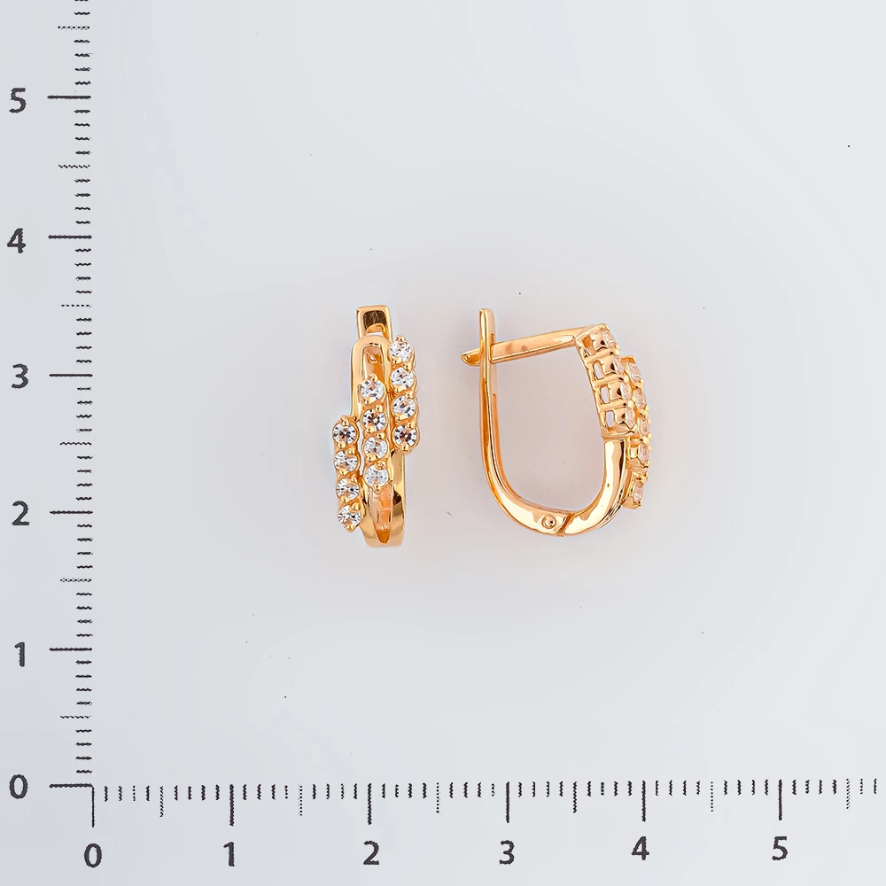 Серьги с фианитом из красного золота 585 пробы