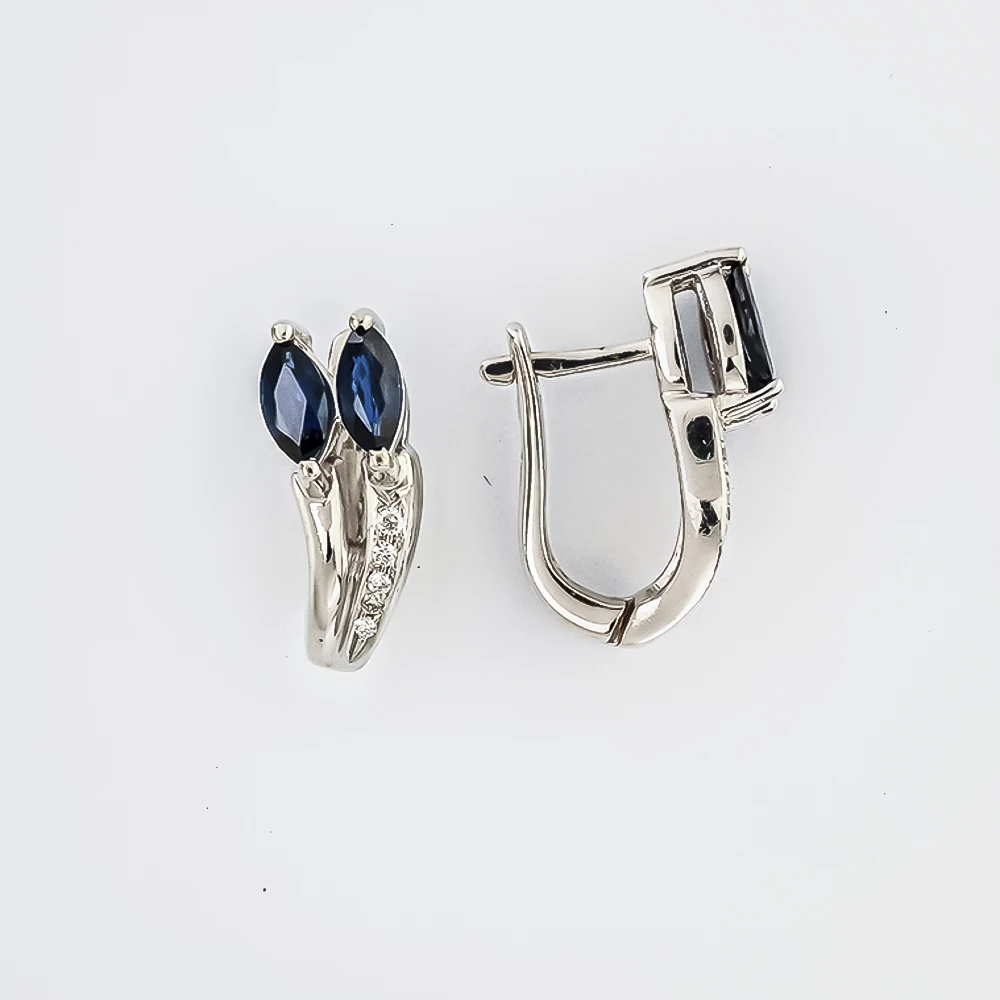 Серьги с сапфиром из белого золота 585 пробы