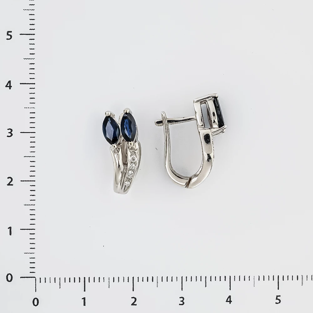 Серьги с сапфиром из белого золота 585 пробы