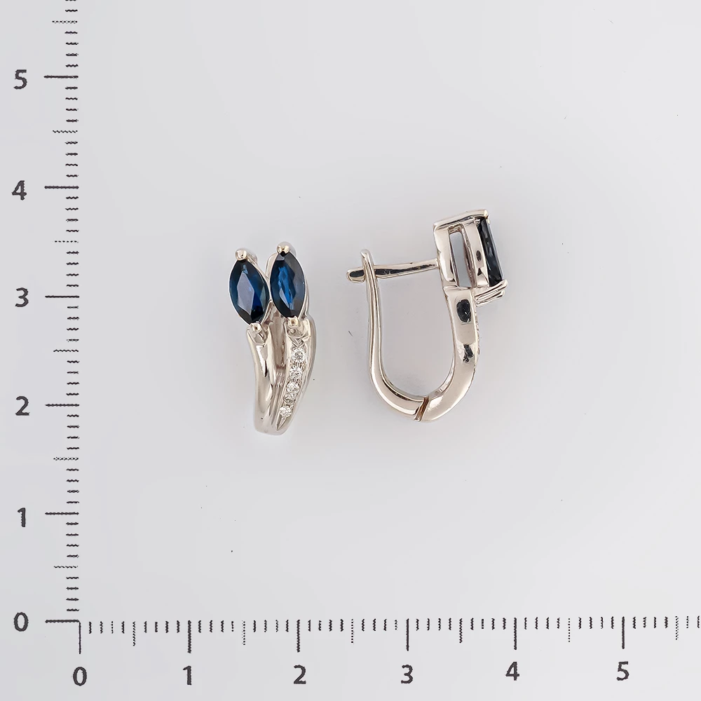 Серьги с сапфиром из белого золота 585 пробы