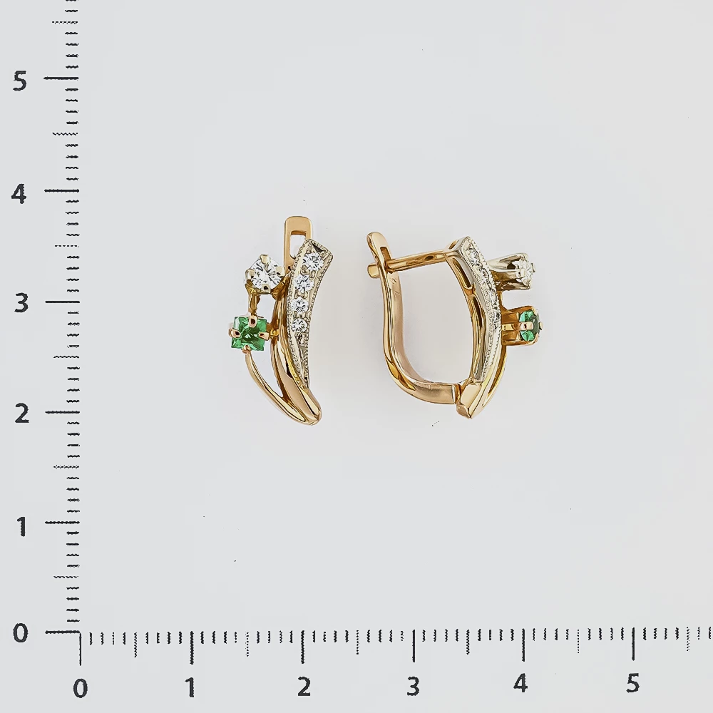 Серьги с изумрудом из красного золота 585 пробы