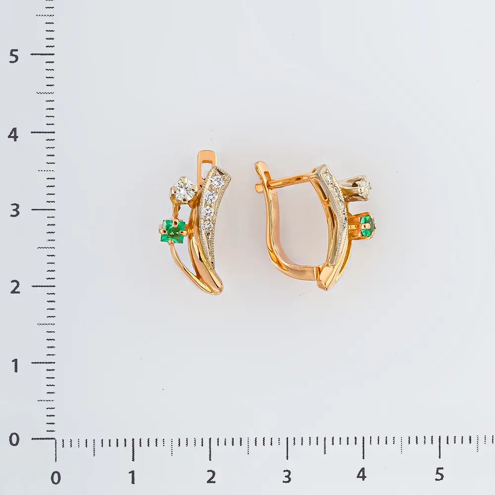 Серьги с изумрудом из красного золота 585 пробы 2