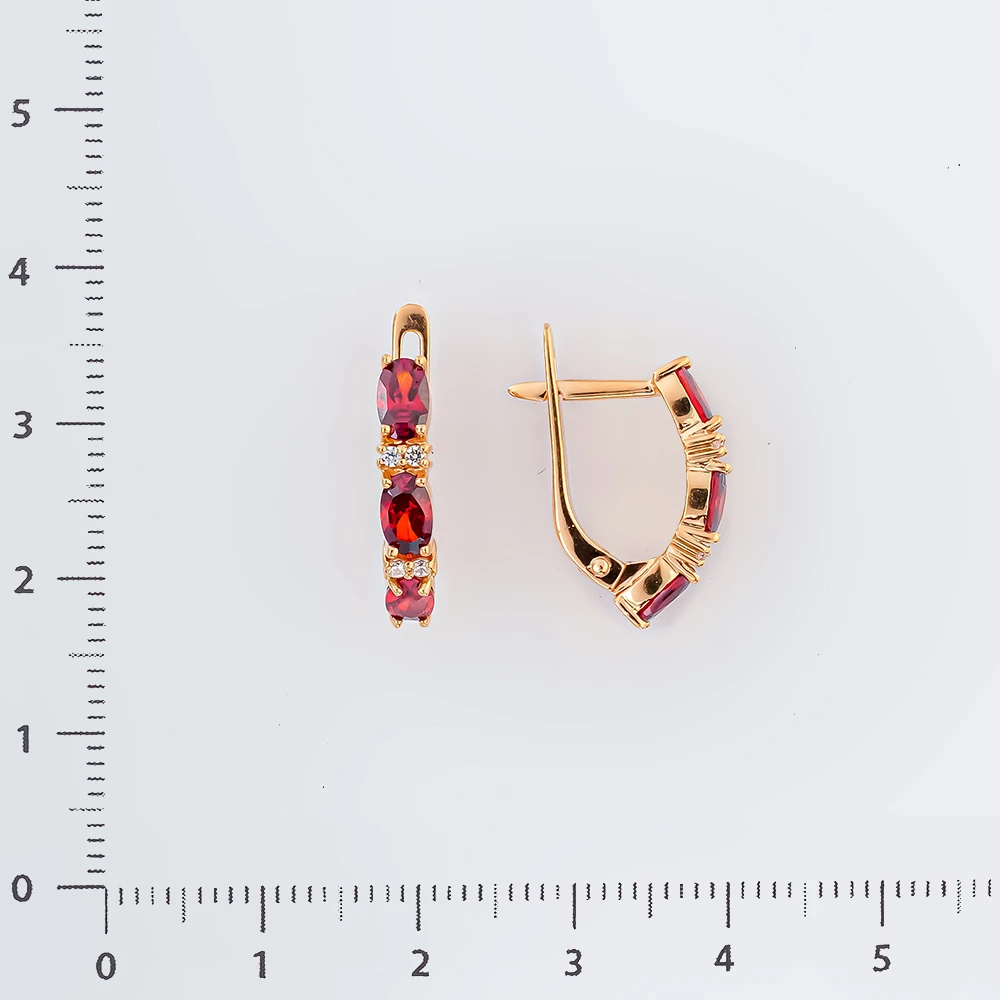 Серьги с гранатом из красного золота 585 пробы