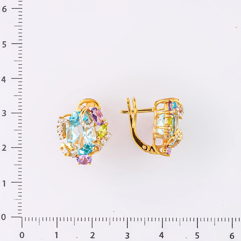 Серьги с топазом из красного золота 585 пробы