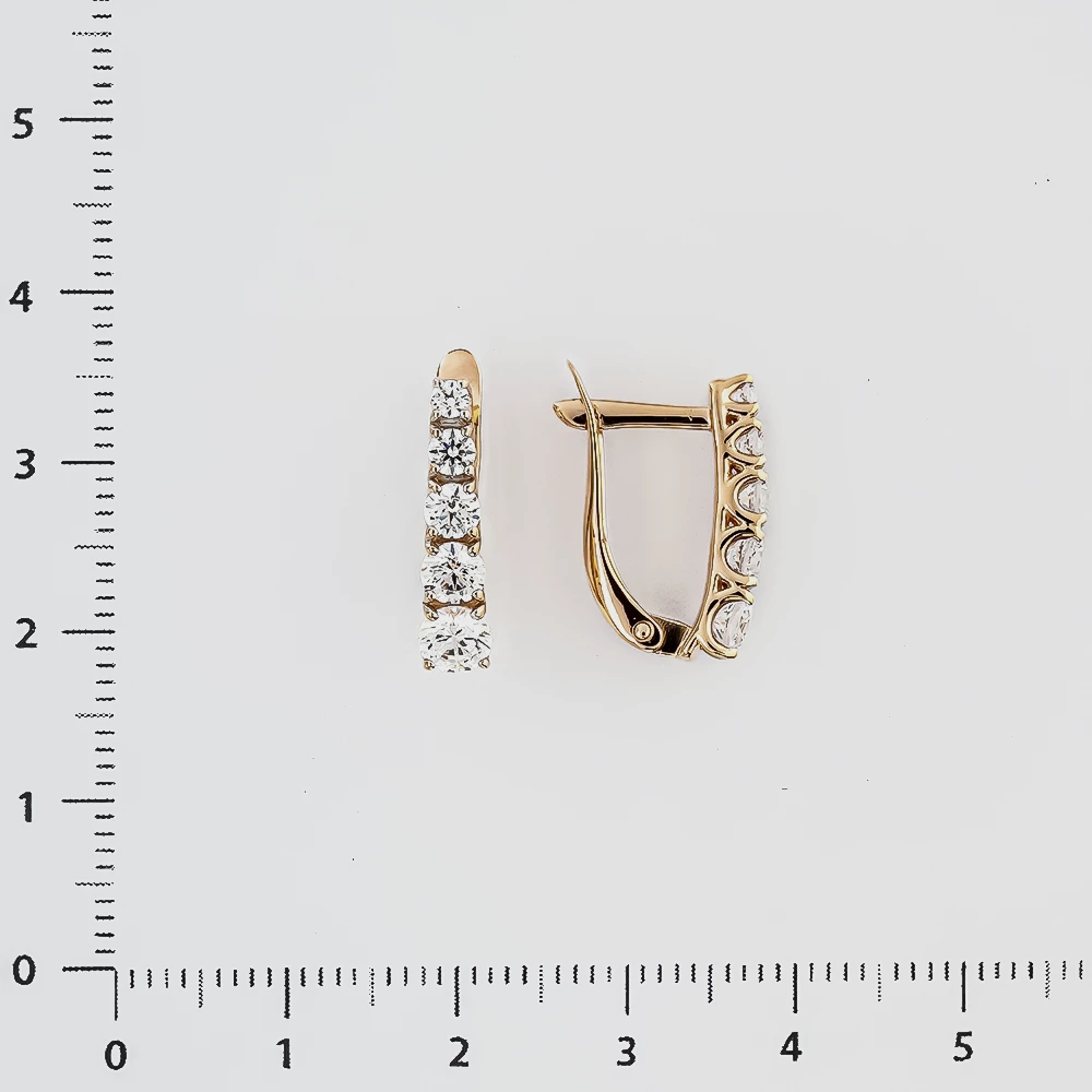 Серьги с фианитом из красного золота 375 пробы