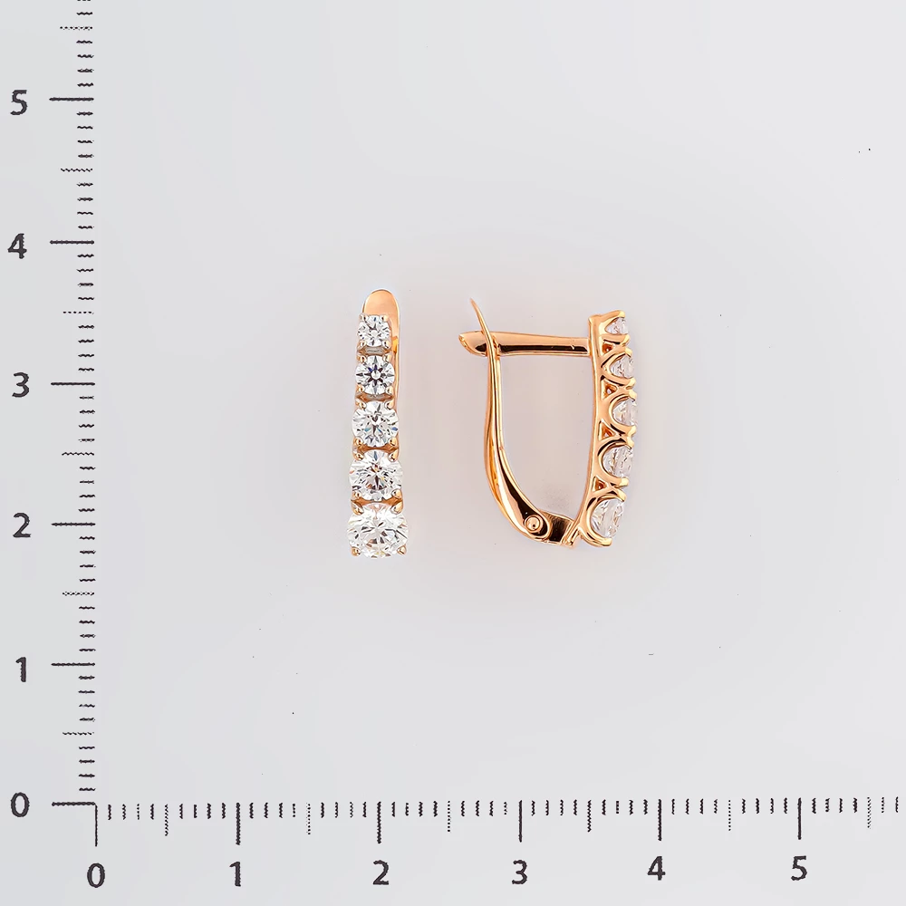 Серьги с фианитом из красного золота 375 пробы 2