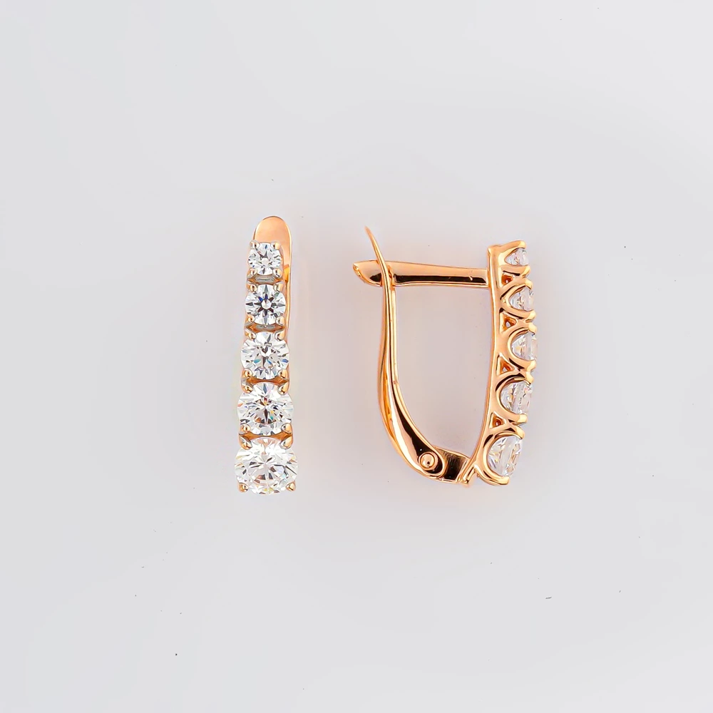 Серьги с фианитом из красного золота 375 пробы 1