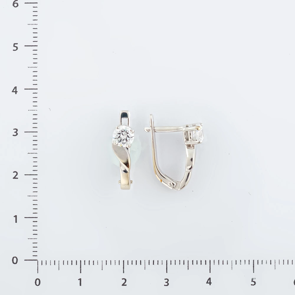 Серьги с фианитом из белого золота 585 пробы