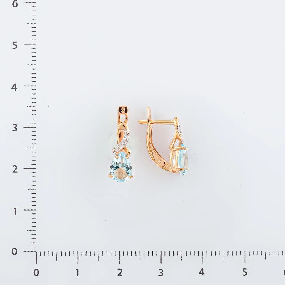Серьги с топазом из красного золота 585 пробы
