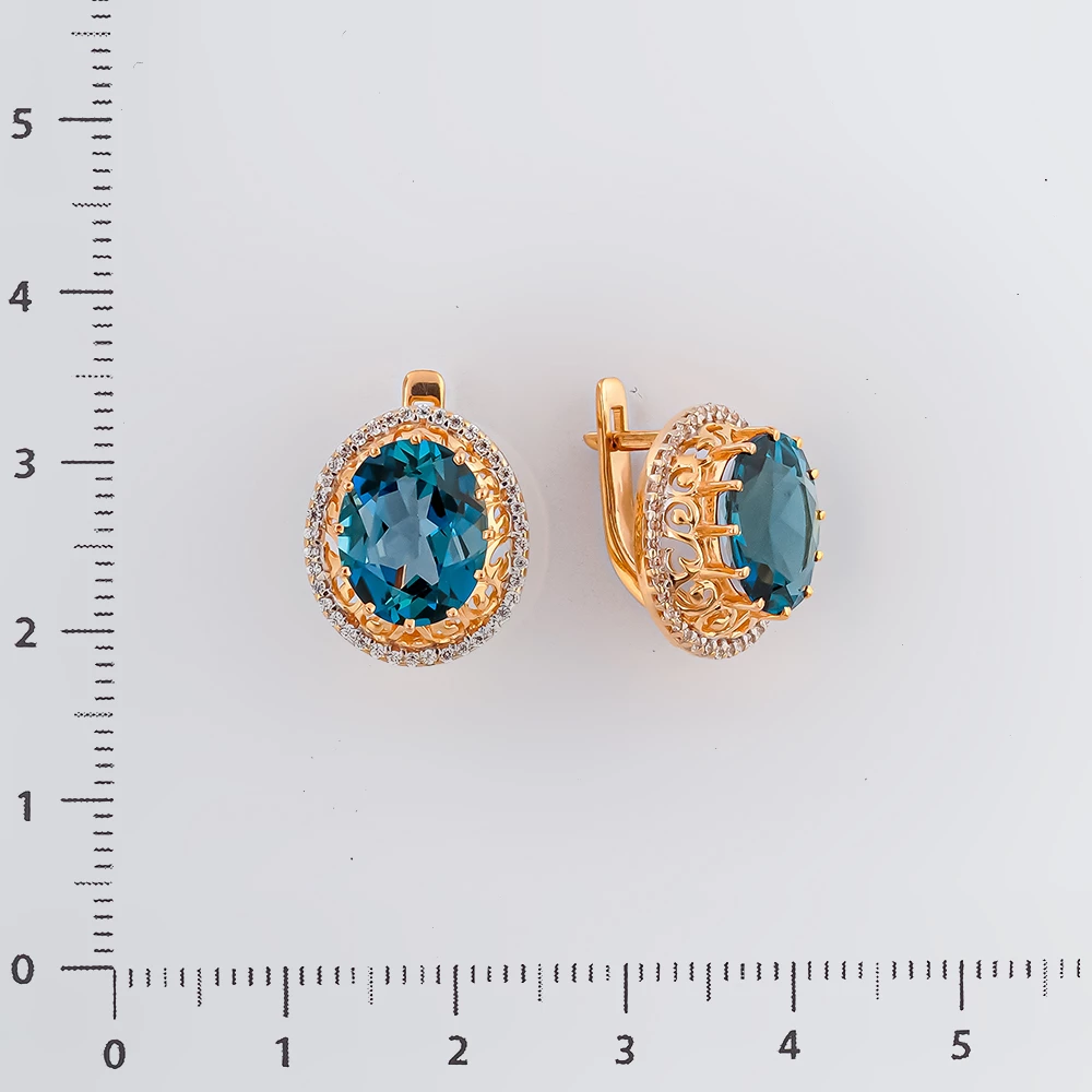 Серьги с ситаллом из красного золота 585 пробы