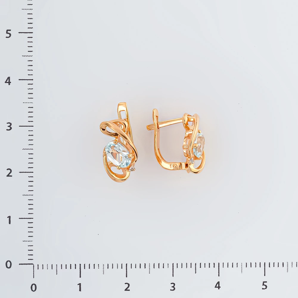 Серьги с топазом из красного золота 585 пробы