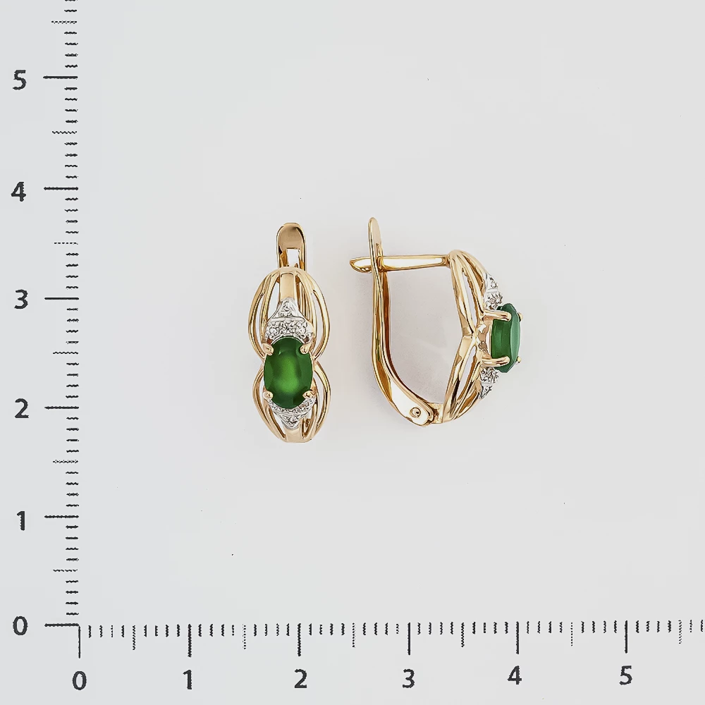 Серьги с агатом из красного золота 585 пробы