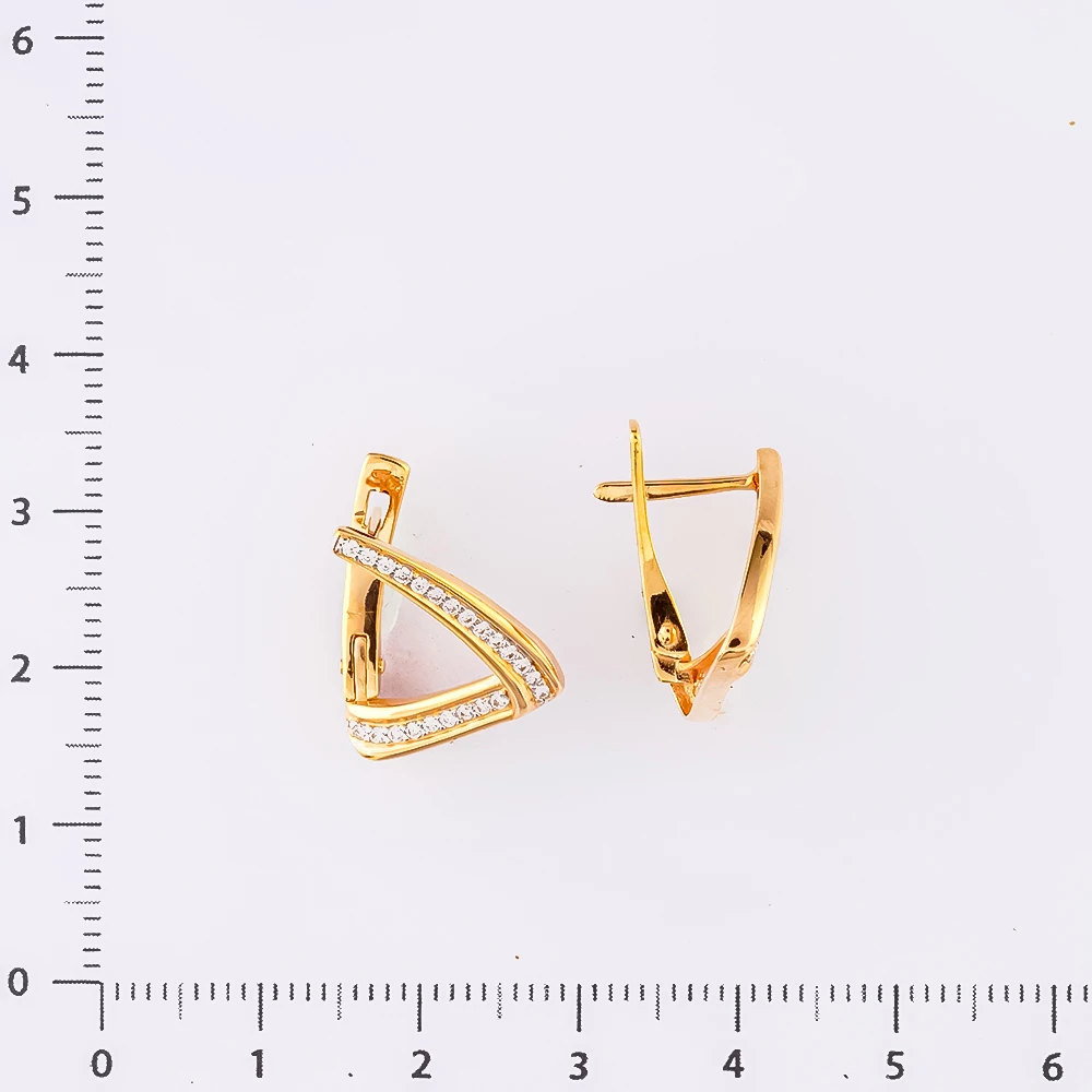 Серьги с фианитом из красного золота 585 пробы