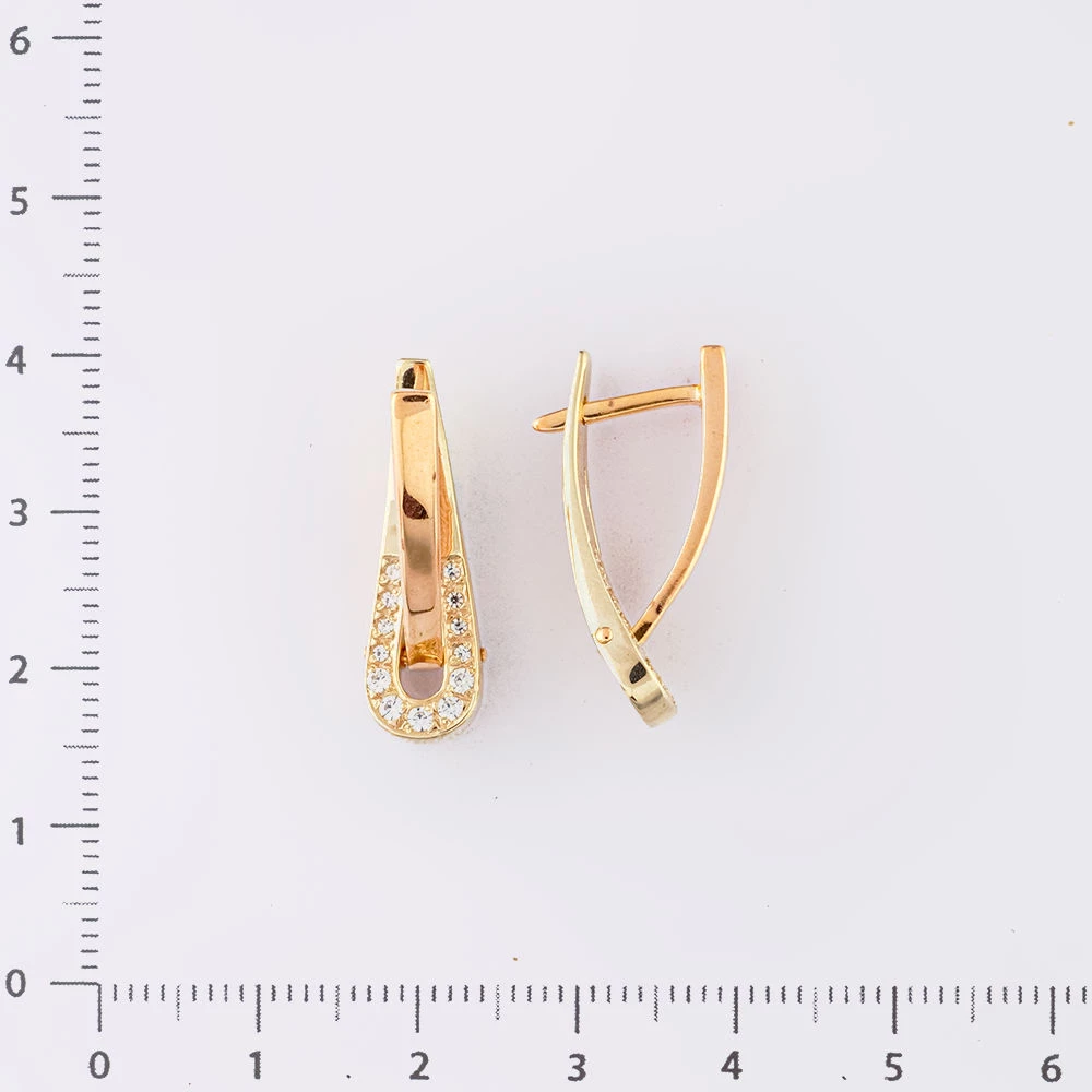 Серьги с фианитом из красного золота 585 пробы