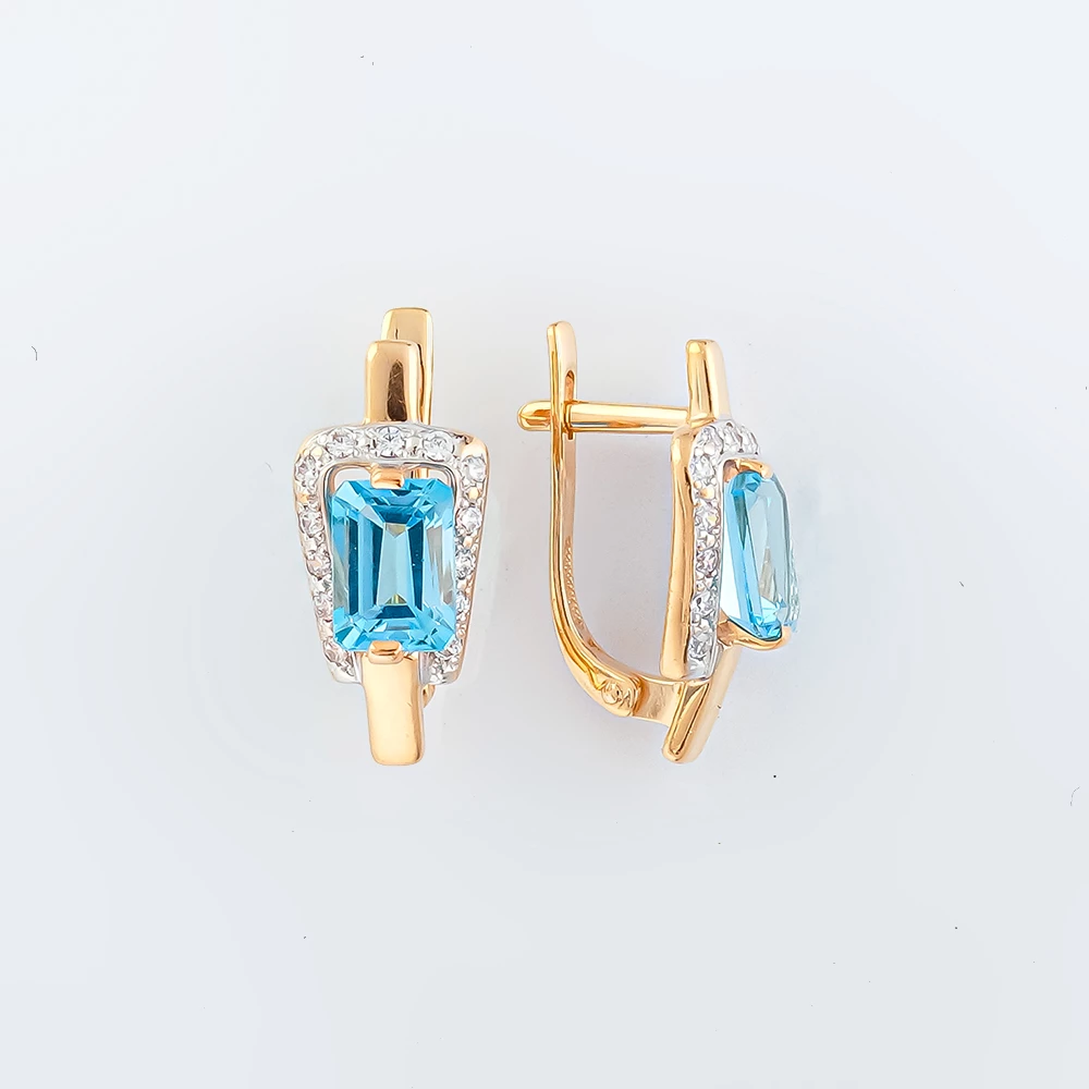 Серьги с топазом из красного золота 585 пробы