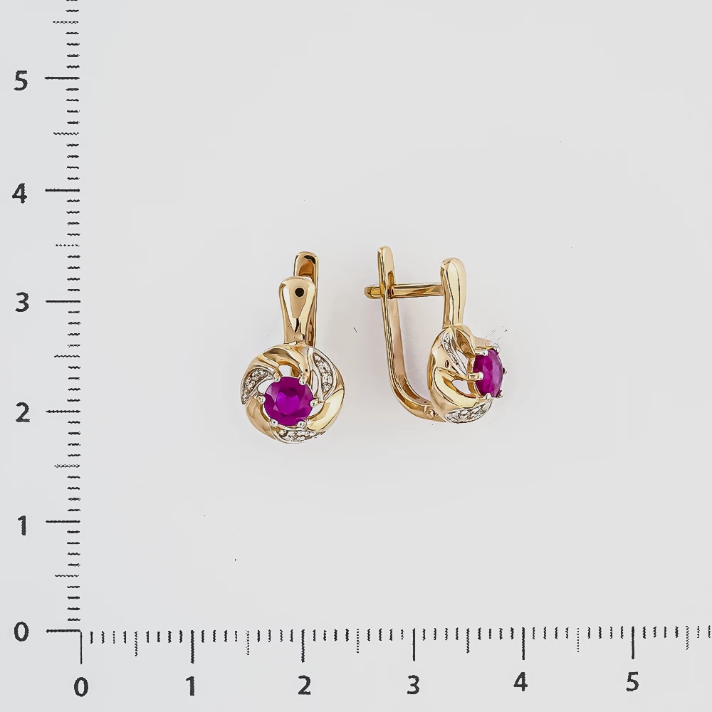 Серьги с рубином из красного золота 585 пробы