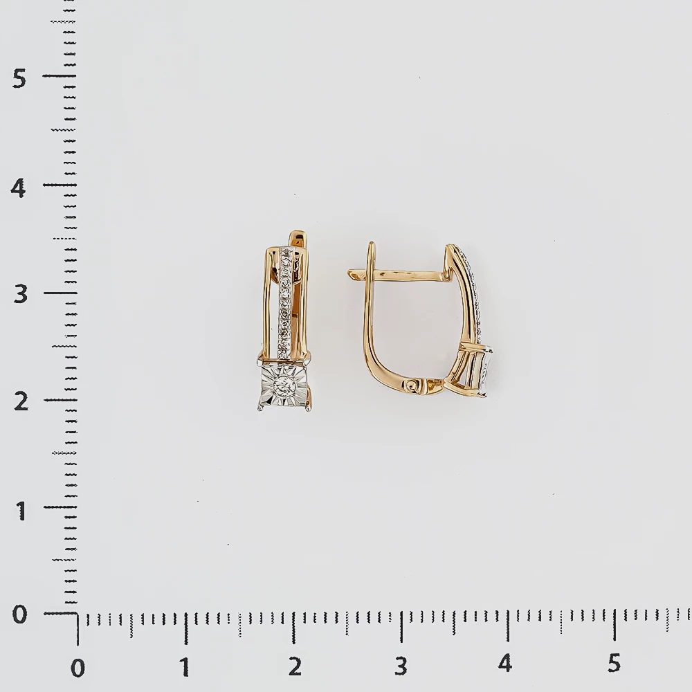 Серьги с бриллиантом из красного золота 585 пробы