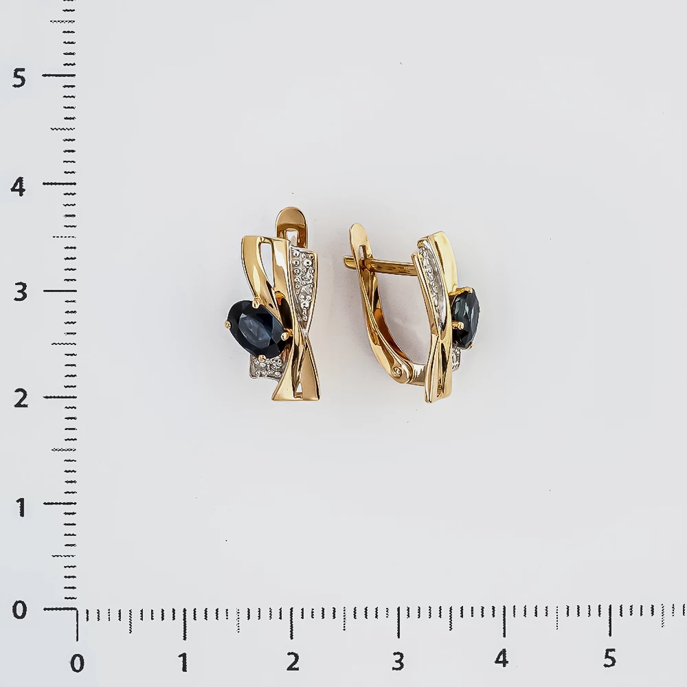 Серьги с сапфиром из красного золота 585 пробы