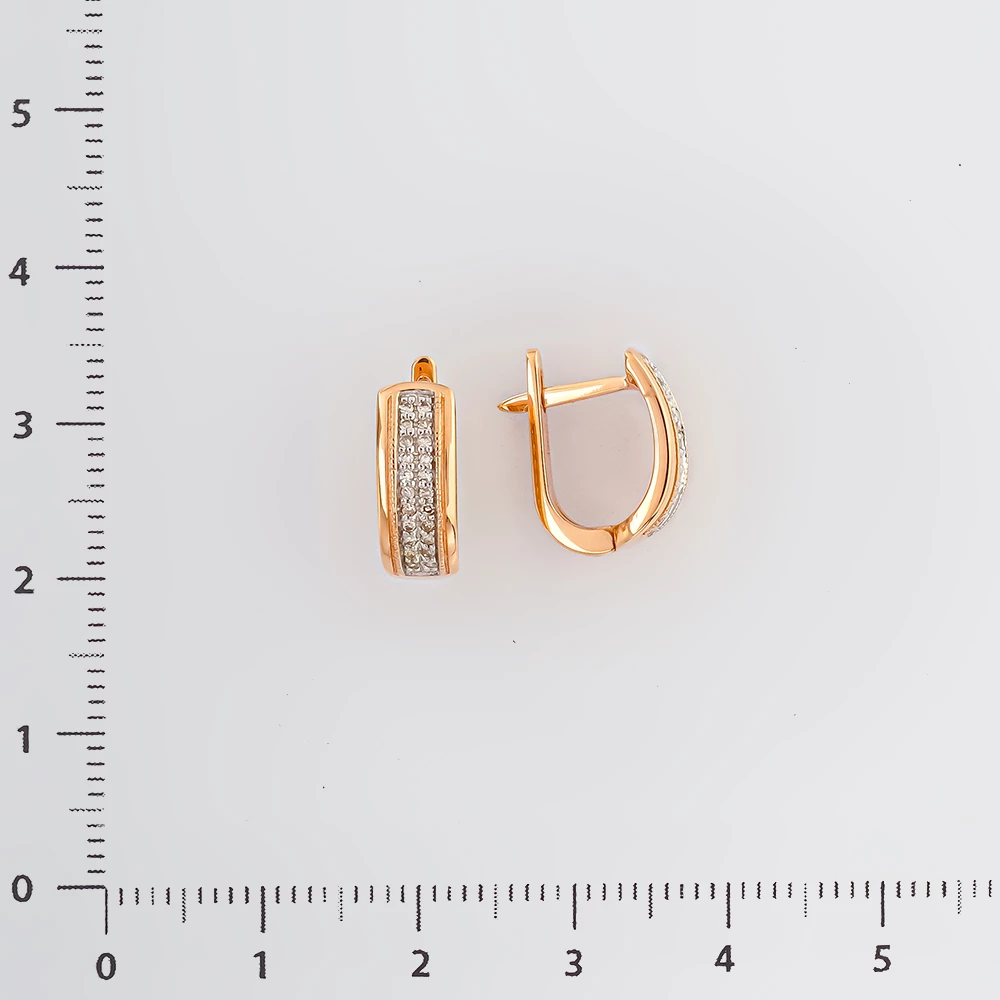 Серьги с бриллиантом из красного золота 585 пробы