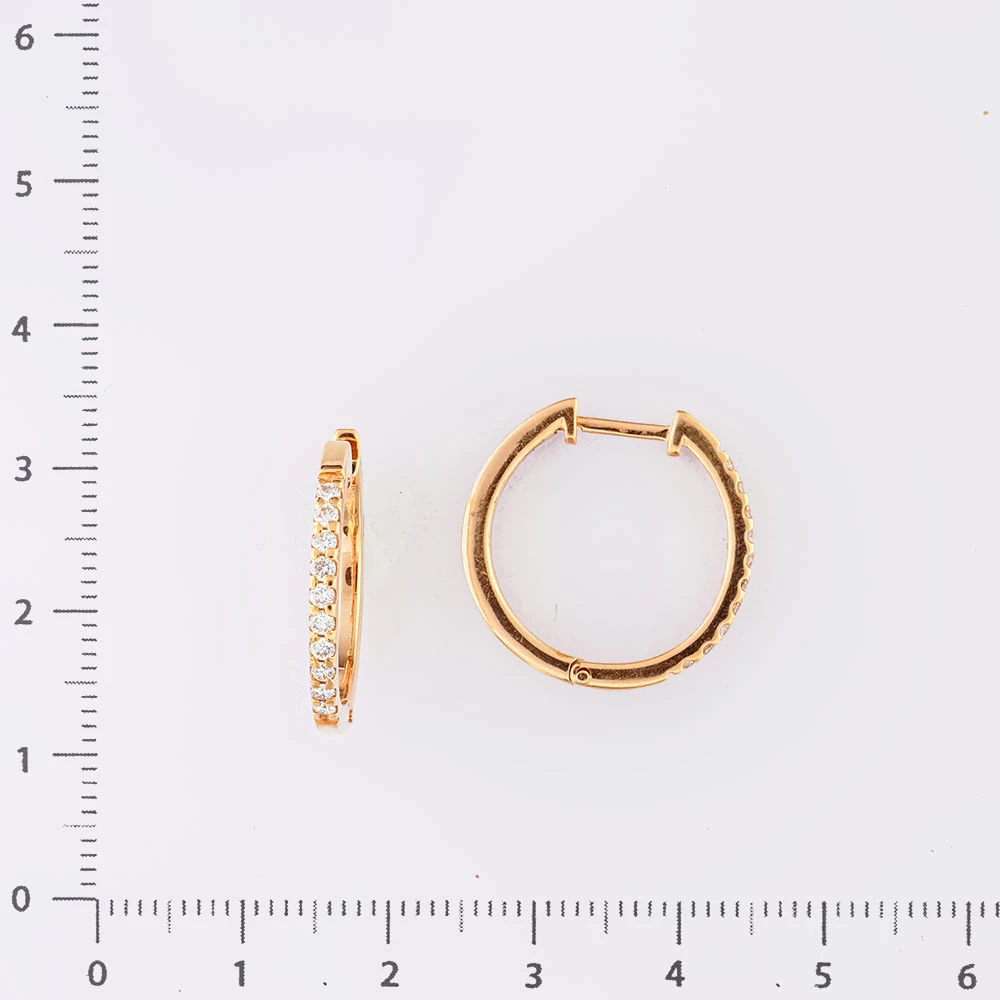 Серьги конго с бриллиантом из красного золота 585 пробы