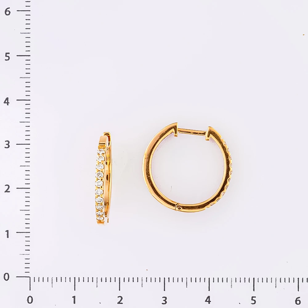 Серьги конго с бриллиантом из красного золота 585 пробы