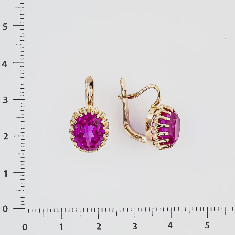 Серьги с фианитом из красного золота 583 пробы